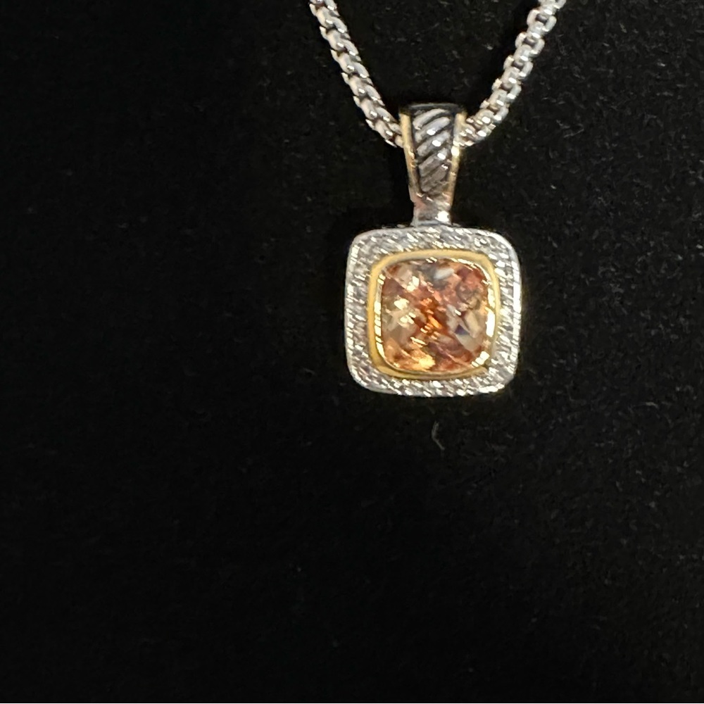 Multifaceted Square Yellow Crystals In Silver Nec… - image 5